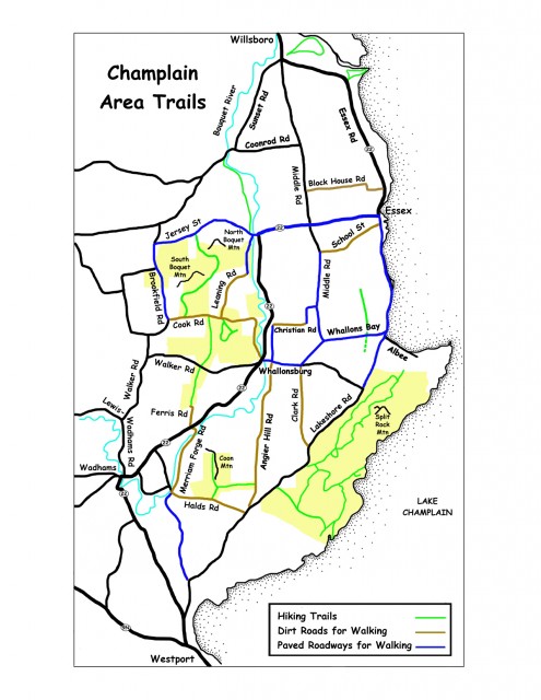 Champlain Area Trails Map, by Sheri Amsel